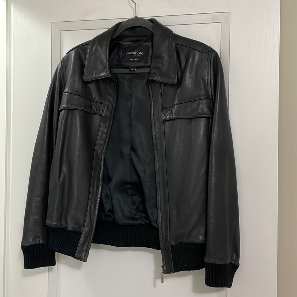 Pasha & Jo Leather Baseball Jacket, size M